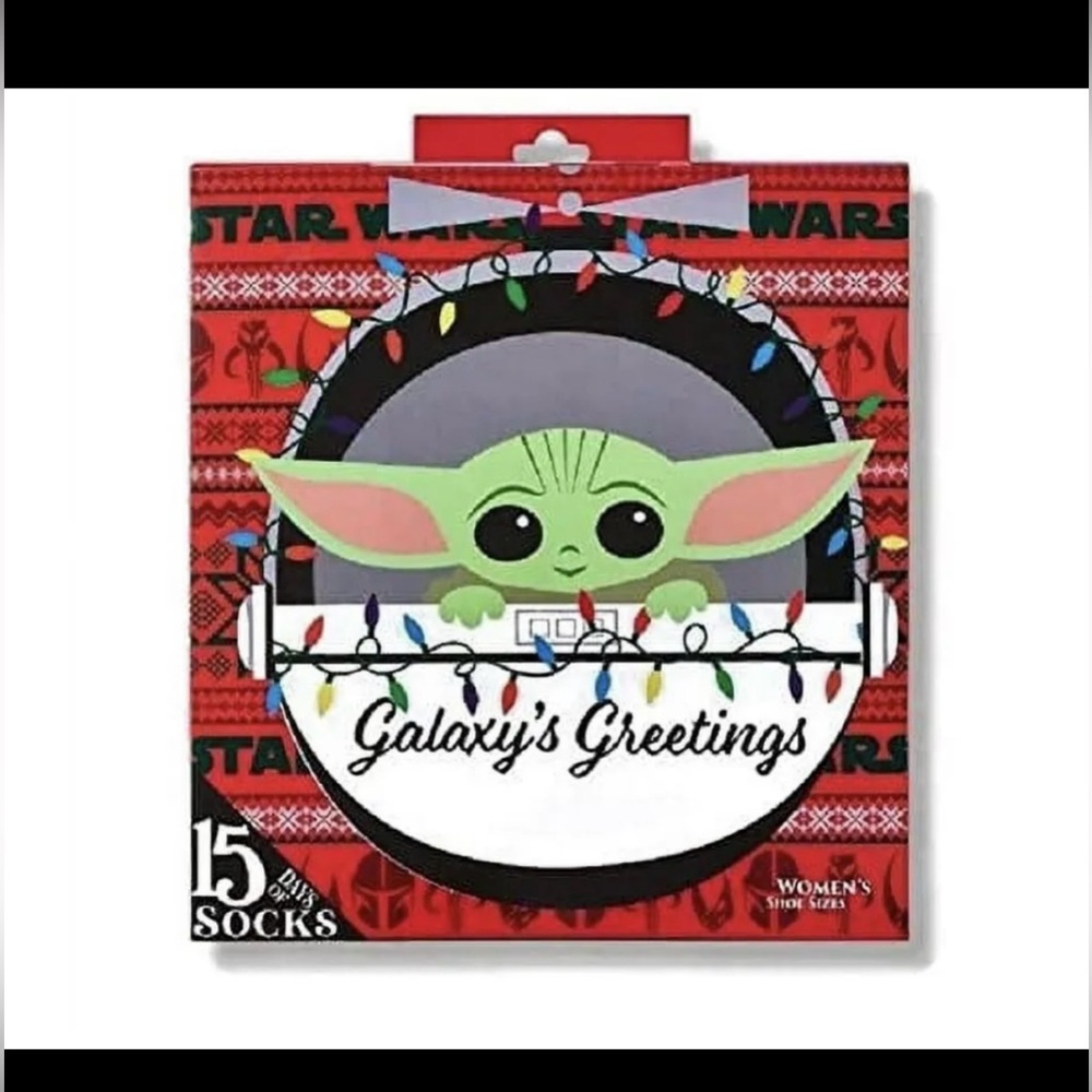 Women's (Size 4 -10) 15 Days of Mandalorian baby Yoda socks Xmas gift advent